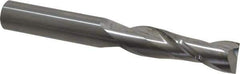 SGS - 5/8", 2-1/4" LOC, 5/8" Shank Diam, 5" OAL, 2 Flute, Solid Carbide Square End Mill - Single End, Uncoated, Spiral Flute, 30° Helix, Centercutting, Right Hand Cut, Right Hand Flute, Series 3L - Eagle Tool & Supply