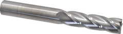 SGS - 5/8", 2-1/4" LOC, 5/8" Shank Diam, 5" OAL, 4 Flute, Solid Carbide Square End Mill - Single End, Uncoated, Spiral Flute, 30° Helix, Centercutting, Right Hand Cut, Right Hand Flute, Series 1L - Eagle Tool & Supply