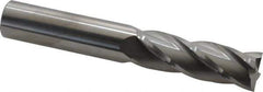 SGS - 3/4", 2-1/4" LOC, 3/4" Shank Diam, 5" OAL, 4 Flute, Solid Carbide Square End Mill - Single End, Uncoated, Spiral Flute, 30° Helix, Centercutting, Right Hand Cut, Right Hand Flute, Series 1L - Eagle Tool & Supply