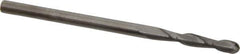 SGS - 1/8" Diam, 3/4" LOC, 2 Flute Solid Carbide Ball End Mill - Uncoated, Single End, 2-1/4" OAL, 1/8" Shank Diam, Spiral Flute - Eagle Tool & Supply