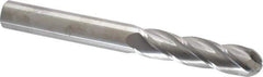 SGS - 1/2" Diam, 2" LOC, 4 Flute Solid Carbide Ball End Mill - Uncoated, Single End, 4-1/2" OAL, 1/2" Shank Diam, Spiral Flute - Eagle Tool & Supply