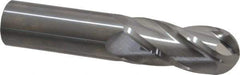 SGS - 1" Diam, 2-1/4" LOC, 4 Flute Solid Carbide Ball End Mill - Uncoated, Single End, 5" OAL, 1" Shank Diam, Spiral Flute - Eagle Tool & Supply