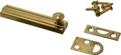 Don-Jo - 3" Long, 1/2" Wide Brass Slide Bolt - US3 Bright Brass - Eagle Tool & Supply
