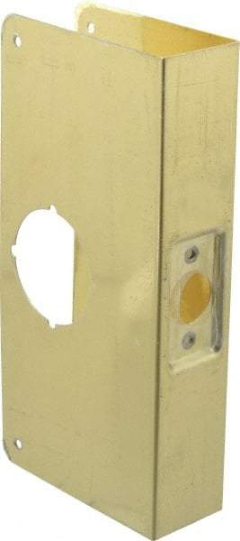 Don-Jo - 4-1/4" Wide x 9" High, Polished Brass Finish, Door Reinforcer - 1-3/4" Thick Door, 2-3/4" Backset - Eagle Tool & Supply