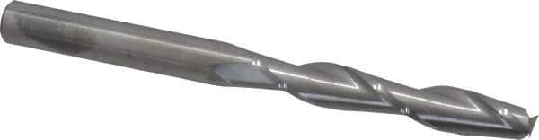 SGS - 1/2", 3" LOC, 1/2" Shank Diam, 6" OAL, 2 Flute, Solid Carbide Square End Mill - Single End, Uncoated, Spiral Flute, 30° Helix, Centercutting, Right Hand Cut, Right Hand Flute, Series 3EL - Eagle Tool & Supply