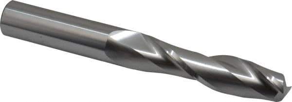 SGS - 3/4", 3" LOC, 3/4" Shank Diam, 6" OAL, 2 Flute, Solid Carbide Square End Mill - Single End, Uncoated, Spiral Flute, 30° Helix, Centercutting, Right Hand Cut, Right Hand Flute, Series 3EL - Eagle Tool & Supply