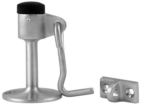Don-Jo - 3-1/2" Projection Wall Door Stop with Hook - Floor & Wall Mount, Satin Chrome Finish - Eagle Tool & Supply