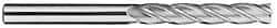 SGS - 7/16", 3" LOC, 7/16" Shank Diam, 6" OAL, 4 Flute, Solid Carbide Square End Mill - Single End, Uncoated, Spiral Flute, 30° Helix, Centercutting, Right Hand Cut, Right Hand Flute, Series 1EL - Eagle Tool & Supply