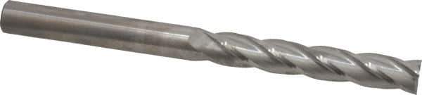 SGS - 1/2", 3" LOC, 1/2" Shank Diam, 6" OAL, 4 Flute, Solid Carbide Square End Mill - Single End, Uncoated, Spiral Flute, 30° Helix, Centercutting, Right Hand Cut, Right Hand Flute, Series 1EL - Eagle Tool & Supply