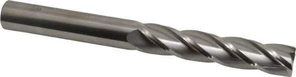SGS - 5/8", 3" LOC, 5/8" Shank Diam, 6" OAL, 4 Flute, Solid Carbide Square End Mill - Single End, Uncoated, Spiral Flute, 30° Helix, Centercutting, Right Hand Cut, Right Hand Flute, Series 1EL - Eagle Tool & Supply
