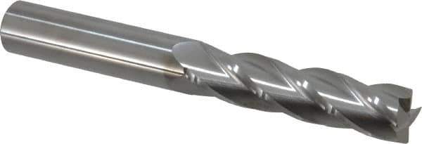 SGS - 3/4", 3" LOC, 3/4" Shank Diam, 6" OAL, 4 Flute, Solid Carbide Square End Mill - Single End, Uncoated, Spiral Flute, 30° Helix, Centercutting, Right Hand Cut, Right Hand Flute, Series 1EL - Eagle Tool & Supply