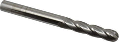 SGS - 3/8" Diam, 1-3/4" LOC, 4 Flute Solid Carbide Ball End Mill - Uncoated, Single End, 4" OAL, 3/8" Shank Diam, Spiral Flute - Eagle Tool & Supply