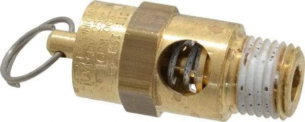 Conrader - 1/4" Inlet, ASME Safety Relief Valve - 125 Max psi, Brass, 116 Cubic' per Min - Eagle Tool & Supply
