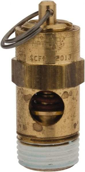 Conrader - 3/8" Inlet, ASME Safety Relief Valve - 200 Max psi, Brass, 178 Cubic' per Min - Eagle Tool & Supply