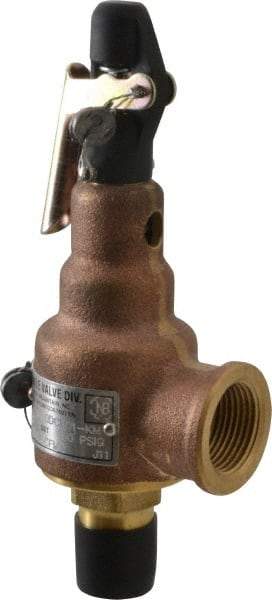 Midwest Control - 1/2" Inlet, 3/4" Outlet, ASME Safety Relief Valve - 150 Max psi, Bronze, 350 Cubic' per Min - Eagle Tool & Supply