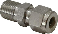 Parker - 5/16" OD, Stainless Steel Male Connector - -425 to 1,200°F, 9/16" Hex, Comp x MNPT Ends - Eagle Tool & Supply