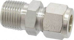 Parker - 1/2" OD, Stainless Steel Male Connector - 7/8" Hex, Comp x MNPT Ends - Eagle Tool & Supply