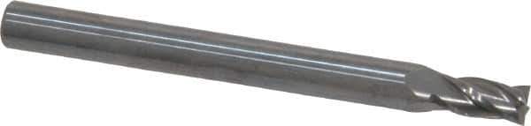 SGS - 5/32", 5/16" LOC, 3/16" Shank Diam, 2" OAL, 4 Flute, Solid Carbide Square End Mill - Single End, Uncoated, Spiral Flute, 30° Helix, Centercutting, Right Hand Cut, Right Hand Flute, Series 16 - Eagle Tool & Supply