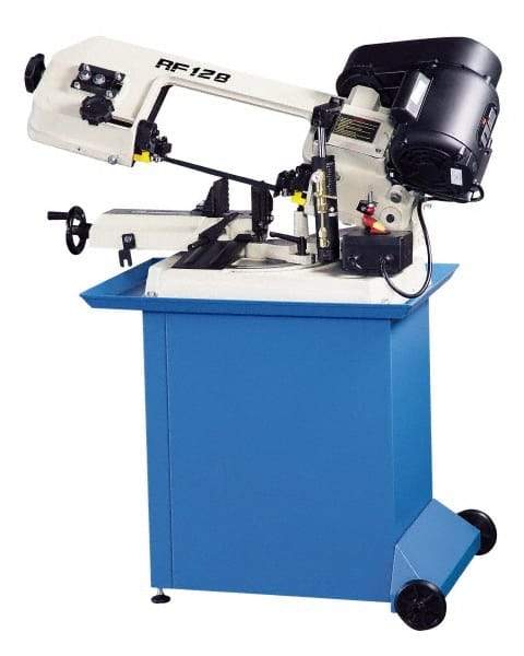 Enco - 5 x 6" Max Capacity, Manual Step Pulley Horizontal Bandsaw - 80, 120 & 200 SFPM Blade Speed, 110 Volts, 45 & 60°, 1/3 hp, 1 Phase - Eagle Tool & Supply