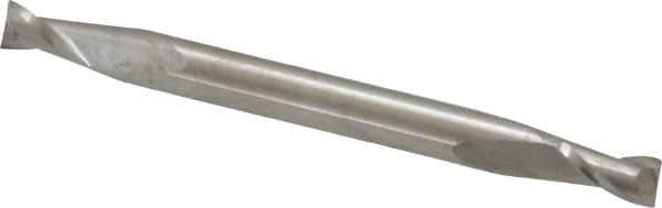 SGS - 7/64", 3/16" LOC, 1/8" Shank Diam, 1-1/2" OAL, 2 Flute, Solid Carbide Square End Mill - Double End, Uncoated, Spiral Flute, 30° Helix, Centercutting, Right Hand Cut, Right Hand Flute, Series 15 - Eagle Tool & Supply