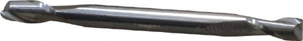 SGS - 1/8", 1/4" LOC, 1/8" Shank Diam, 1-1/2" OAL, 2 Flute, Solid Carbide Square End Mill - Double End, Uncoated, Spiral Flute, 30° Helix, Centercutting, Right Hand Cut, Right Hand Flute, Series 15 - Eagle Tool & Supply