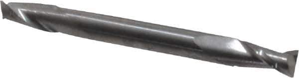 SGS - 3/16", 3/8" LOC, 3/16" Shank Diam, 2" OAL, 2 Flute, Solid Carbide Square End Mill - Double End, Uncoated, Spiral Flute, 30° Helix, Centercutting, Right Hand Cut, Right Hand Flute, Series 15 - Eagle Tool & Supply