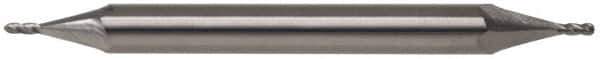 Atrax - 5/16" Diam, 3/4" LOC, 4 Flute Solid Carbide Ball End Mill - Uncoated, Double End, 3" OAL, 3/8" Shank Diam - Eagle Tool & Supply