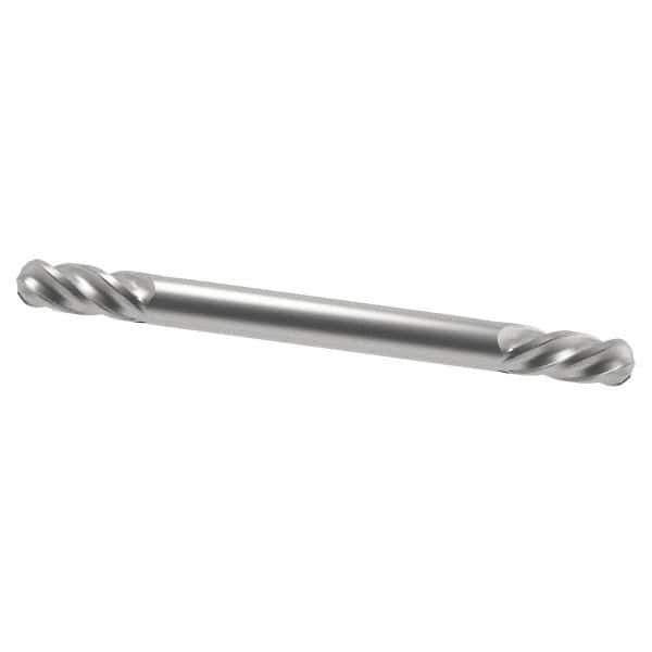 SGS - 1/8" Diam, 1/4" LOC, 4 Flute Solid Carbide Ball End Mill - Uncoated, Double End, 1-1/2" OAL, 1/8" Shank Diam, Spiral Flute - Eagle Tool & Supply