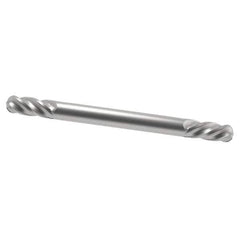 SGS - 1/8" Diam, 1/4" LOC, 4 Flute Solid Carbide Ball End Mill - Uncoated, Double End, 1-1/2" OAL, 1/8" Shank Diam, Spiral Flute - Eagle Tool & Supply