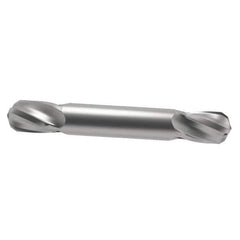 SGS - 1/2" Diam, 5/8" LOC, 4 Flute Solid Carbide Ball End Mill - Uncoated, Double End, 3" OAL, 1/2" Shank Diam, Spiral Flute - Eagle Tool & Supply