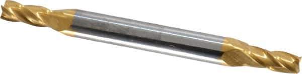 SGS - 9/64", 5/16" LOC, 3/16" Shank Diam, 2" OAL, 4 Flute, Solid Carbide Square End Mill - Double End, TiN Finish, Spiral Flute, 30° Helix, Centercutting, Right Hand Cut, Right Hand Flute, Series 14 - Eagle Tool & Supply