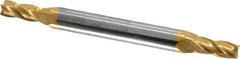 SGS - 9/64", 5/16" LOC, 3/16" Shank Diam, 2" OAL, 4 Flute, Solid Carbide Square End Mill - Double End, TiN Finish, Spiral Flute, 30° Helix, Centercutting, Right Hand Cut, Right Hand Flute, Series 14 - Eagle Tool & Supply