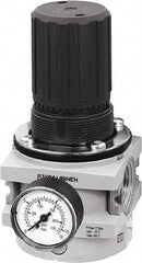 Parker - 3/4 NPT Port, 380 CFM, Aluminum Hi-Flow Regulator - 0 to 174 psi Range, 254 Max psi Supply Pressure, 1/4" Gauge Port Thread, 3-1/2" Wide x 7.2" High - Eagle Tool & Supply