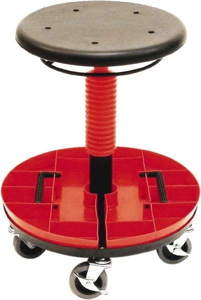 ShopSol - 300 Lb Capacity, 5 Wheel Trolley Stool - Polyurethane, 18" Long x 19" Overall Height x 18" Wide - Eagle Tool & Supply