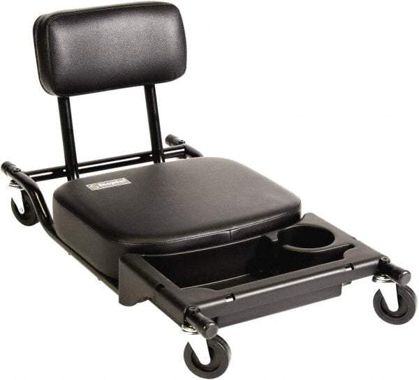 ShopSol - 300 Lb Capacity, 4 Wheel Creeper Seat - Steel/Vinyl, 32" Long x 18" Overall Height x 16" Wide - Eagle Tool & Supply