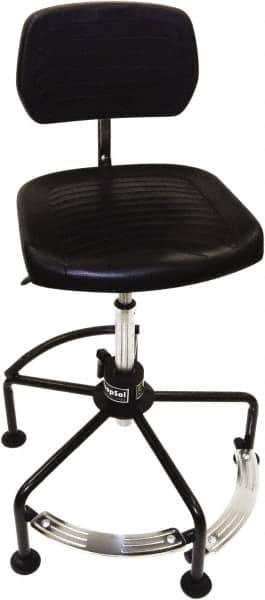 ShopSol - 17 to 35" High Adjustable Height Swivel Stool - 26" Wide x 26-1/2" Deep, Polyurethane Seat, Black - Eagle Tool & Supply