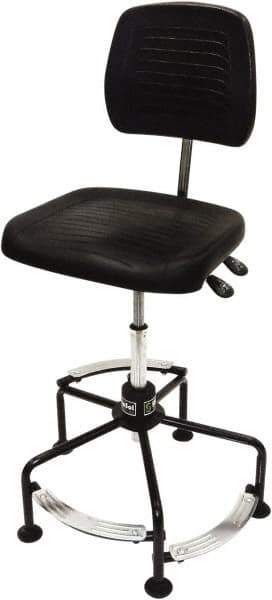 ShopSol - 17 to 35" High Adjustable Height Swivel Stool - 26" Wide x 26-1/2" Deep, Polyurethane Seat, Black - Eagle Tool & Supply