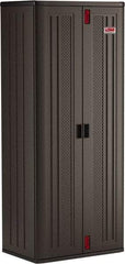 Suncast - 4 Shelf Locking Storage Cabinet - Polypropylene, 30" Wide x 20-1/4" Deep x 72" High, Gray - Eagle Tool & Supply
