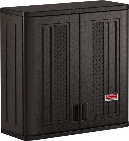 Suncast - 1 Shelf Locking Storage Cabinet - Polypropylene, 30" Wide x 12" Deep x 30-1/4" High, Gray - Eagle Tool & Supply