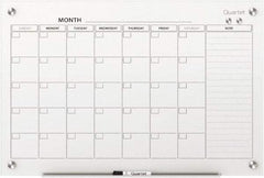 Quartet - 36" High x 48" Wide Magnetic Dry Erase Calendar - Glass, Includes Dry-Erase Marker, Magnet & Mounting Kit - Eagle Tool & Supply