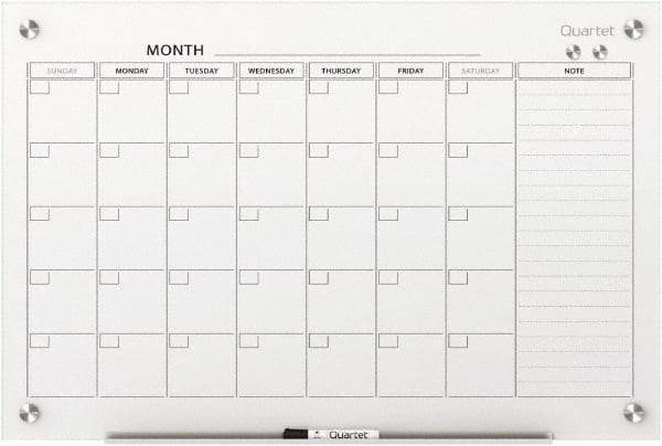 Quartet - 24" High x 36" Wide Magnetic Dry Erase Calendar - Plastic, Includes Dry-Erase Marker, Magnet & Mounting Kit - Eagle Tool & Supply