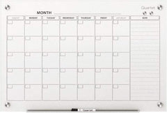 Quartet - 24" High x 36" Wide Magnetic Dry Erase Calendar - Plastic, Includes Dry-Erase Marker, Magnet & Mounting Kit - Eagle Tool & Supply