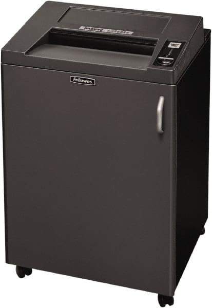 FELLOWES - 5/32 x 1-9/16" Strip, 24 Sheet Cross Cut Commercial Shredder - 23-1/4" Long x 25-3/16" Wide x 38-3/16" High, Level 4 Security, 4 Gal Wastebasket - Eagle Tool & Supply