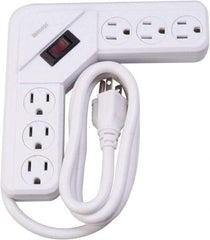 Woods PRO - 6 Outlets, 125 Volts, 15 Amps, 4' Cord, Power Outlet Strip - Keyhole Mount, 5-15 NEMA Configuration, 6-1/2" Strip, cULus - Eagle Tool & Supply