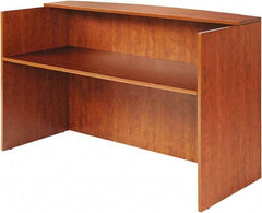 ALERA - Woodgrain Laminate Reception Desk - 71" Wide x 35-1/2" Deep x 42-1/2" High, Medium Cherry - Eagle Tool & Supply