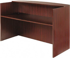 ALERA - Woodgrain Laminate Reception Desk - 71" Wide x 35-1/2" Deep x 42-1/2" High, Mahogany - Eagle Tool & Supply