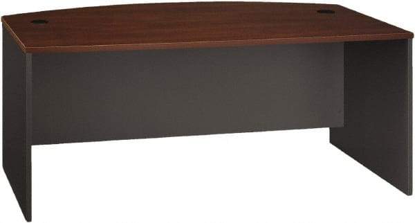 Bush Business Furniture - Laminate Over Wood Bow Front Desk - 71-1/8" Wide x 36-1/8" Deep x 29-7/8" High, Hansen Cherry & Graphite Gray - Eagle Tool & Supply