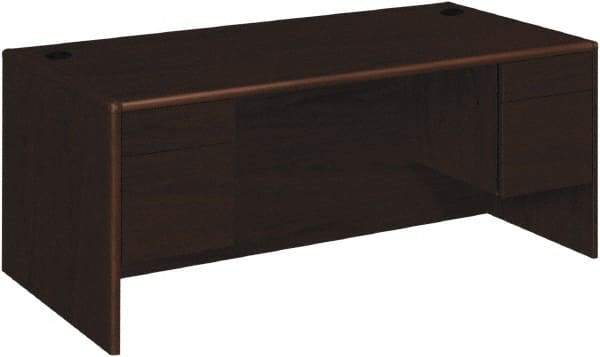 Hon - High Pressure Laminate Double Pedestal Desk - 72" Wide x 36" Deep x 29-1/2" High, Mahogany - Eagle Tool & Supply