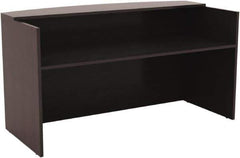 ALERA - Woodgrain Laminate Reception Desk - 71" Wide x 35-1/2" Deep x 42-1/2" High, Espresso - Eagle Tool & Supply