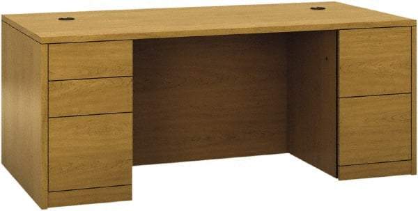 Hon - Woodgrain Laminate Double Pedestal Desk - 72" Wide x 36" Deep x 29-1/2" High, Harvest - Eagle Tool & Supply